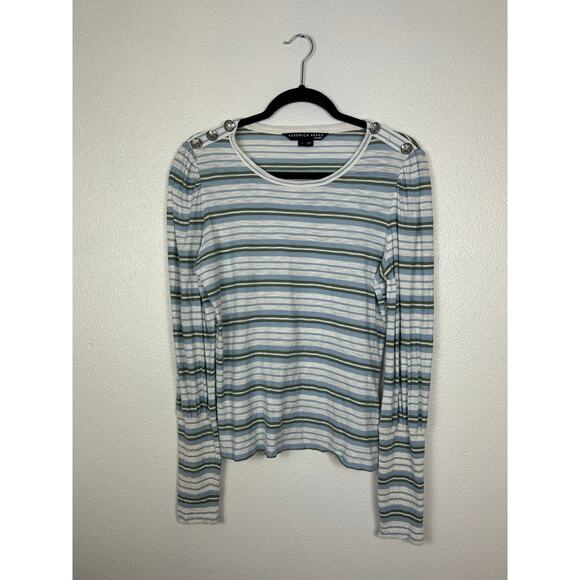 Veronica Beard Mason Longsleeve Stripe Baseball Tee Sz Medium *Flaw* - Picture 3 of 9